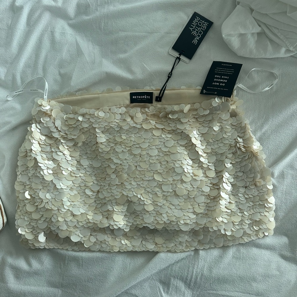 Retrofete Sequin Mini Skirt Cream Cocktail